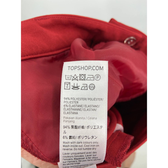 TOPSHOP Red Straight Leg Trouser Business Casual Work Pants Size 0 - Picture 7 of 7
